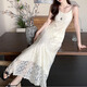 爾山集刺繡吊帶連衣裙純欲風(fēng)女夏季氣質(zhì)時(shí)尚收腰顯瘦別致長(cháng)裙時(shí)尚裙子 刺繡修身吊帶連衣裙L碼