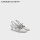 CHARLES&KEITH亮鉆一字帶尖頭包頭復古高跟涼鞋婚鞋子女鞋生日禮物CK1-61720199 Light Grey淺灰色 36