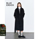 BLUE ERDOS100%羊毛大衣女秋冬經(jīng)典復古系帶落肩中長(cháng)款毛呢外套 黑 M (165)