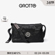 GROTTO個(gè)樂(lè )黑石包經(jīng)典大容量植鞣綿羊皮單肩斜挎通勤軟包男女款禮物 黑石L（銀標）