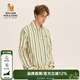 William fox&sons威廉?？怂鼓醒b條紋數碼轉印純棉面料小狐貍刺繡休閑版長(cháng)袖襯衫男 綠條 XL /52