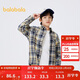 巴拉巴拉童裝男童襯衫長(cháng)袖中大童格子印花襯衣秋冬加絨上衣潮