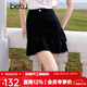 百圖betu女裝2025夏季新款高腰女裙包臀荷葉短裙半身裙裙子女2504T63 黑色 M