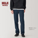 MUJI男式木棉混牛仔直筒褲男士男款褲子春夏男裝休閑褲 深藏青色 31 （170/78A）