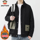 大嘴猴（paul frank）夾克男士春秋季潮流外套男拼接工裝休閑上衣男裝 黑色加絨 2XL
