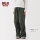 MUJI女式 工裝 寬版褲 傘兵褲長(cháng)褲子女款25年冬季 女裝 BE1Z4A5A 卡其綠 S (155/62A)