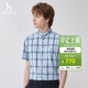 哈吉斯（HAZZYS）男裝 夏款男襯衣【3A抗菌】格紋短袖襯衫男ATCZK1BBX83 天藍色SL L (175/96A 48)