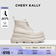 CHERY KALLY【黃昏日記】輕奢厚底馬丁靴女款2026新款白色時(shí)尚真皮短靴 CHERY&KALLY 米白色 37