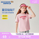 Skechers斯凱奇男女童純棉短袖T恤衫兒童夏季寬松透氣運動(dòng)上衣L225K055