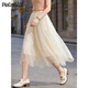 品彩（PinCai）雪紡半身裙女純色不規則薄款A字裙簡(jiǎn)約松緊腰裙子 P13QB2011