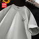 名創(chuàng  )優(yōu)品（MINISO）重磅短袖t恤男夏季2026新款休閑慵懶風(fēng)圓領(lǐng)華夫格半袖 淺灰 3XL