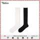 Tabio小腿襪女2雙裝春秋高筒襪黑色顯瘦襪子百搭日系長(cháng)筒襪及膝襪長(cháng)襪 【白色+黑色】 2雙 均碼 (22.5-24.5cm)