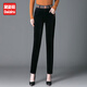 黛姿茹燈芯絨哈倫褲女秋冬外穿2025年新款高腰秋冬中年休閑條絨女褲 松緊腰-黑色-春秋款 28 /L(105-115斤)