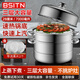 BSITN不銹鋼蒸鍋三層28cm家用蒸饅頭加厚蒸鍋多層電磁爐蒸鍋燃氣灶1429