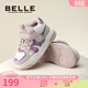 百麗童鞋兒童棉鞋男童加絨運動(dòng)鞋秋冬新款時(shí)尚女童高幫板鞋寶寶鞋 復古粉-DE4543 30 腳長(cháng)18.8-19.4cm