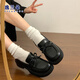 逸蘭朵法式蝴蝶結厚底小皮鞋女2026春季新款英倫風(fēng)配裙子百搭樂(lè )福鞋單鞋 黑色 37 (230mm)