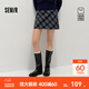 森馬（Semir）商場(chǎng)同款|半身裙女冬半松緊腰仿呢格紋短裙2025新款辣妹A字裙 藍黑色調00389 XL