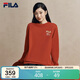FILA 斐樂(lè )官方男女情侶款針織長(cháng)袖2026春時(shí)尚休閑純棉海棠花長(cháng)T恤