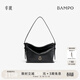 半坡飾族（bampo）新款包包小綿綿頭層牛皮手抓紋小包時(shí)尚高級感女包單肩斜挎包 墨碳黑（升級拉鏈款）