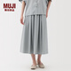 MUJI女式 萊賽爾混 輕便寬擺裙長(cháng)半身裙25年冬季 裙子女裝BE1XVC5A 煙熏藍色 M (160/66A)