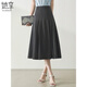 她享半身裙女職場(chǎng)穿搭百褶西裝中長(cháng)裙高腰a字裙顯瘦休閑裙 T143B2003