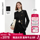 朗姿純羊毛黑色短外套2025年冬季新款高智氣質(zhì)設計感修身上衣女 黑色 M