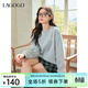 LAGOGO冰川藍簡(jiǎn)約印花衛衣女拉谷谷2025年冬季新款寬松加絨上衣 淺藍色 S
