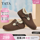 他她（TATA）復古加絨勃肯鞋女棉鞋厚底毛毛拖鞋穆勒鞋子CUG01CM5 啡色（絨里） 37