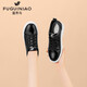 富貴鳥(niǎo)（FUGUINIAO）2026春秋新款休閑鞋女士圓頭平底系帶鞋子百搭韓版時(shí)尚透氣板鞋女 FN0232/1006黑色 36