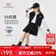 英氏（YEEHOO）女童套裝兒童外套棒球服衛衣衛褲春裝運動(dòng)衣服中大童裝春季新款 短款棒球服黑色 140