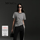 MO&Co.【新中式】短袖T恤中式盤(pán)扣抽繩捏褶棉質(zhì)收腰黑白條紋摩安珂 黑白條色-第1批 S 160