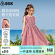 ASK JUNIOR親子款裙子夏女童格紋長(cháng)裙小童連衣裙兒童青少年背心裙 紅白格