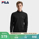 FILA 斐樂(lè )官方男子針織長(cháng)袖衫冬季新款時(shí)尚休閑半拉鏈基礎長(cháng)T 正黑色-BK 2XL 185/104A/XXL