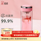 希諾（heenoor） 抗菌玻璃杯女士雙層水杯隔熱便攜簡(jiǎn)約透明家用帶濾網(wǎng)泡茶花茶杯 粉色270ml