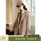 紫涵雙面羊毛呢大衣女年冬季學(xué)院風(fēng)大口袋雙排扣長(cháng)款外套 卡其綠 L