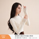 香影【抗起球科技針織衫】修身針織衫女冬季木耳領(lǐng)正肩內搭打底衫 米色 M