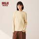 MUJI女式 雙羅紋編織 圓領(lǐng)長(cháng)袖T恤 上衣打底衫女裝25年冬季 淺黃色 L (165/88A)