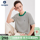 Navigare意大利小帆船短袖針織衫女士夏季百搭T恤時(shí)尚圓領(lǐng)條紋體恤衫上衣 科技白/綠 XL 碼
