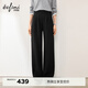伊芙麗（eifini）朱珠代言百搭舒適針織面料松緊腰直筒長(cháng)褲冬季新款休閑褲衛褲 黑色 冬常規版 S