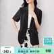 尚都比拉立體垂順夏季休閑短袖西裝外套女高級感通勤小西服 黑色 S 