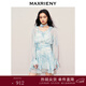 MAXRIENY浪漫度假連衣裙暈染印花仙女森系氣質(zhì)裙子 藍花 S 01/34