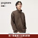 gxgjeans男裝 多色小標刺繡簡(jiǎn)約休閑寬松立領(lǐng)半開(kāi)襟衛衣25秋新品 棕色 L (175)