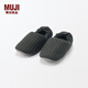 MUJI男女通用 棉法蘭絨家居鞋 拖鞋秋冬季男鞋女鞋居家  JKAJ9A5A 炭灰色條紋 42 碼/L/260mm(2.0)