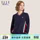ELLE ACTIVE 舒緩極簡(jiǎn)系列V領(lǐng)衛衣女裝春季百搭活力拼色休閑通勤舒適衛衣女 藏青色 L
