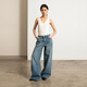 322 WORKHOUSE淺藍色低腰顯瘦寬松直筒天絲牛仔褲女2026春夏季新款休閑長(cháng)褲R562 洗水藍 S