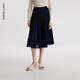 朗姿【朗姿Basic衣櫥】法式百褶半身裙復古女士裙子2024夏新款百褶裙 暮色藏藍色 M