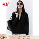 H&M女裝西裝秋季時(shí)尚通勤法式修身商務(wù)正裝干練西服外套0988242 黑色 XXS 150/76