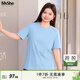 MsShe【天絲棉正肩T恤】大碼女裝2025夏裝高端顯瘦短袖女上衣微胖妹妹 冰河藍色現貨-5030 3XL