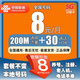 中國聯(lián)通（UNICOM）全國通用本地卡低月租無(wú)限速流量流量卡5G手機卡電話(huà)卡聯(lián)通流量卡純上網(wǎng)卡 漢堡卡-8元200兆全國通用流量+30分鐘通話(huà)