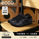 愛(ài)步（ECCO）板鞋男 軟底舒適輕盈牛皮系帶休閑鞋 柔酷537764 黑色41 HL